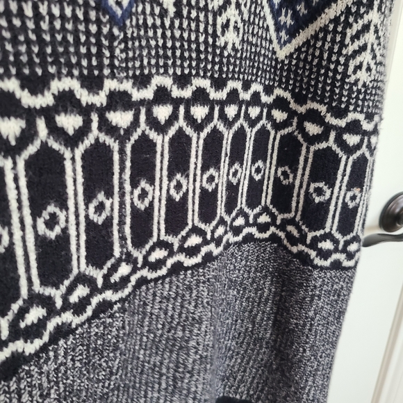 American Eagle Black White Blue Boho Aztec Open Front Short Sleeve Cardi… - Picture 8 of 11